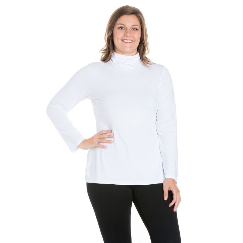 24 セブンコンフォート レディース トップス Tシャツ タートルネック プラスサイズ Plusize 24Seven Comfort Apparel Classic Long Sleeve Turtleneck White ホワイト