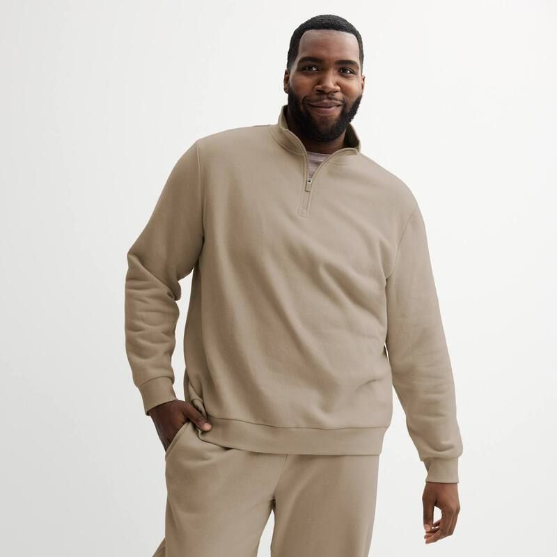 Tek Gear メンズ トップス Tシャツ トール フリース Big Tall Tek Gear Ultra Soft Fleece QuarterZip Desert Shadow