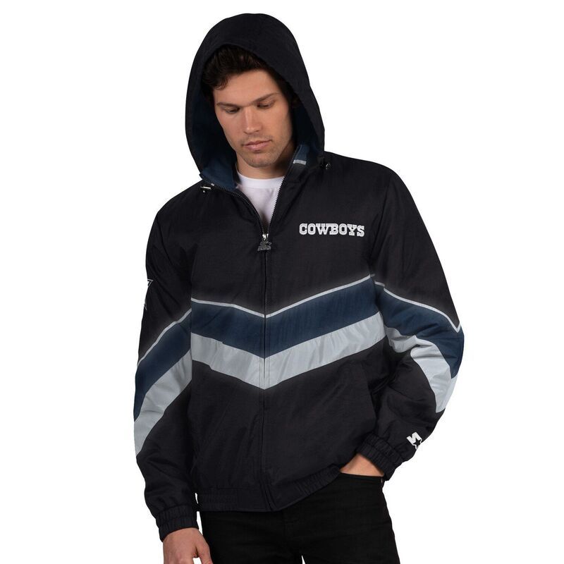 スターター メンズ アウター ジャケット・ブルゾン Menstarter BlackNavy Dallas Cowboys Thursday Night Gridiron FullZip Jacket Cow Black ブラック