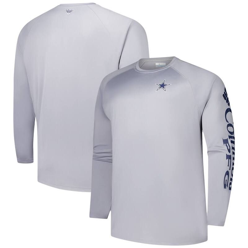コロンビア メンズ トップス Tシャツ トール Mens Columbia Gray Dallas Cowboys Big Tall Terminal Tackle OmniShade Raglan Long Sleeve TShirt Cow Grey グレ
