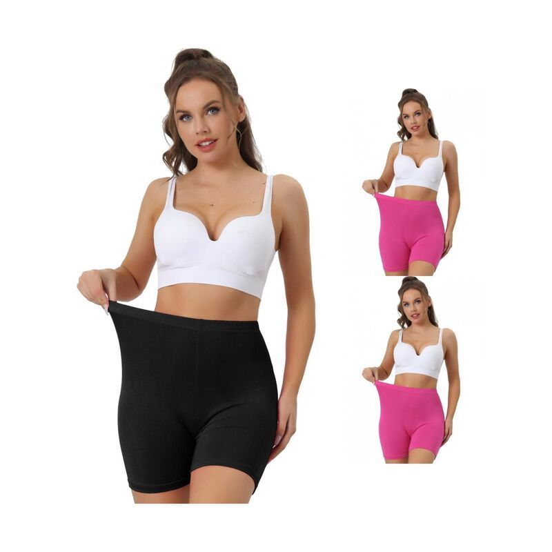 アレグラ ケー レディース ボトムス カジュアルパンツ ショートパンツ ALLEGRA K 3 Packs Womens Midthigh Boxer Underwear Full Coverage Soft Stretch Boyshorts Panties