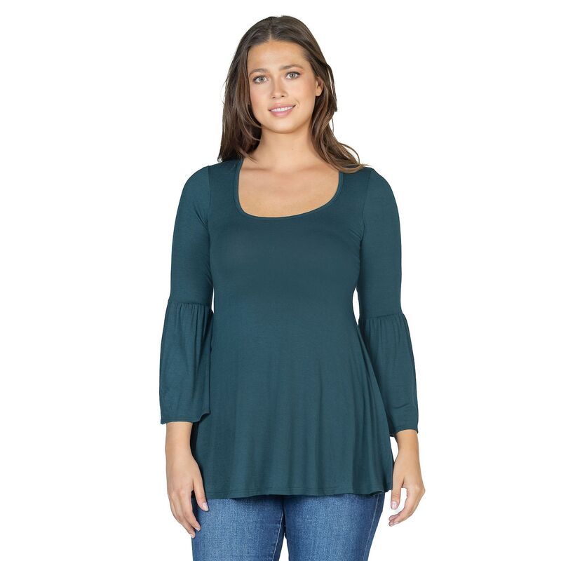 24 セブンコンフォート レディース トップス Tシャツ Womens 24Seven Comfort Apparelong Bell Sleeve Flared Tunic Top Hunter