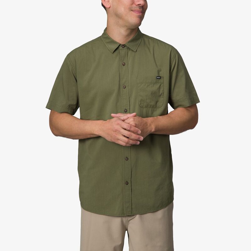 リーフ メンズ トップス Tシャツ Mens REEF Collins Button Front Woven Shirt Light Olive オリーブ
