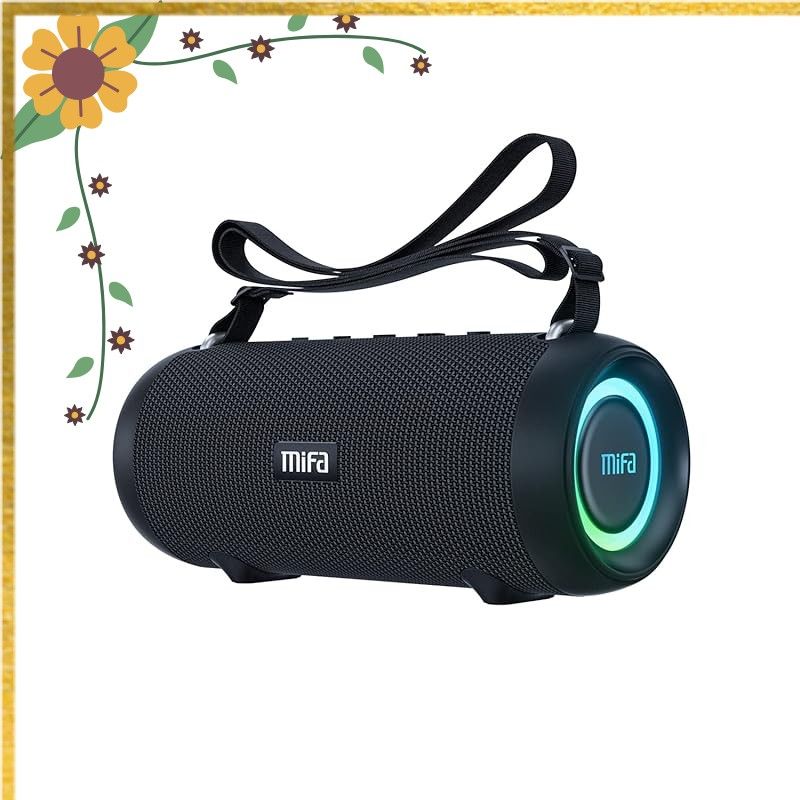MIFA A90 Bluetoothスピーカー IPX7防水 60W大音量 ワイヤレスステレオ対応 RGB LEDライト 30時間連続再生 Micro SDカード対応 TWS機能 USB C充電 保護ケース・ポータブルストラップ付き