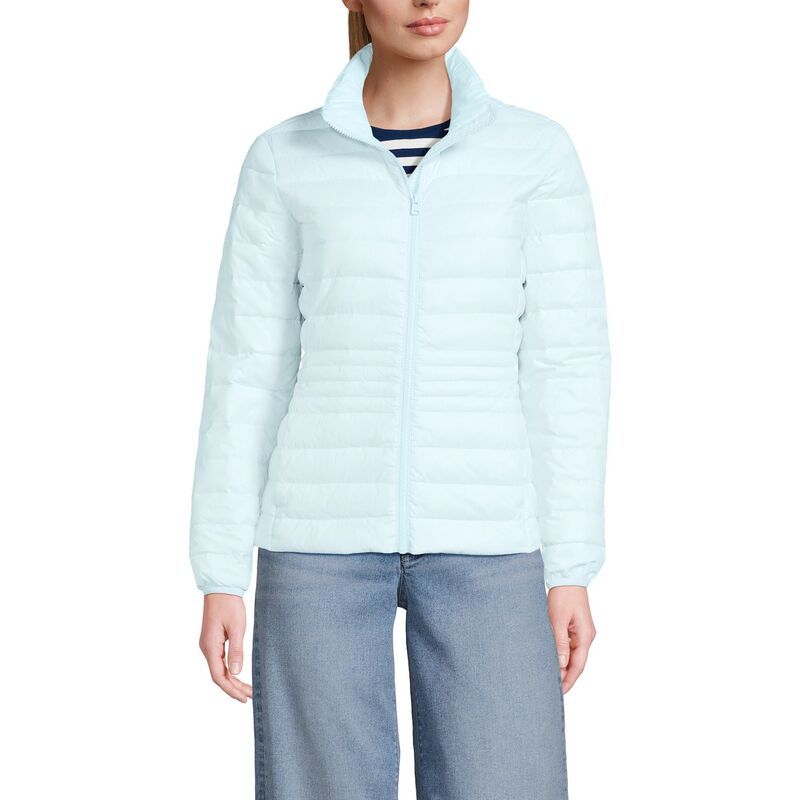 ランズエンド レディース アウター ジャケット・ブルゾン ダウン Womens Lands End Wanderweight Midweight Down Jacket Soft Ice Blue ブルー
