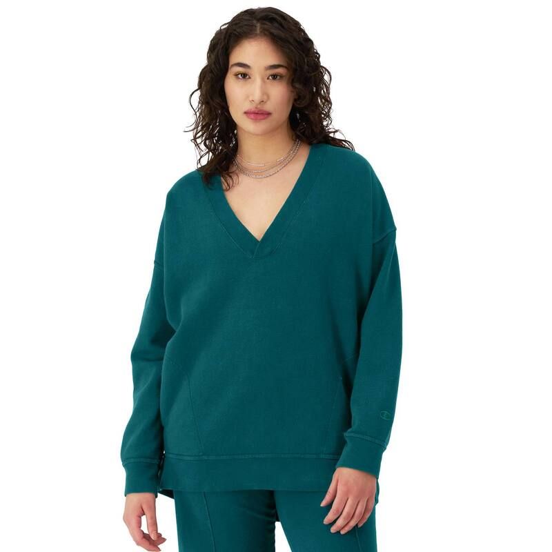 チャンピオン レディース アウター ニット・セーター Vネック ヴィンテージ Womens Champion Vintage Wash Oversized VNeck Pullover Night Garden