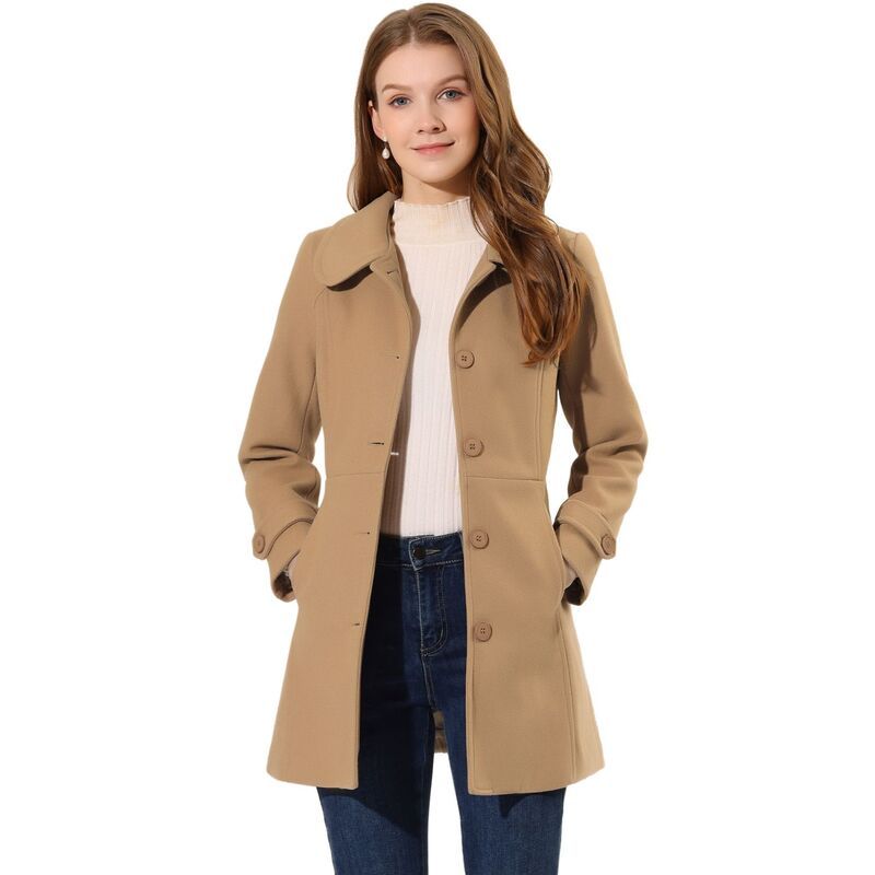 アレグラ ケー レディース アウター ジャケット・ブルゾン コート ALLEGRA K Womens Peter Pan Collar Single Breasted Button Front Winter Coat Khaki カーキ