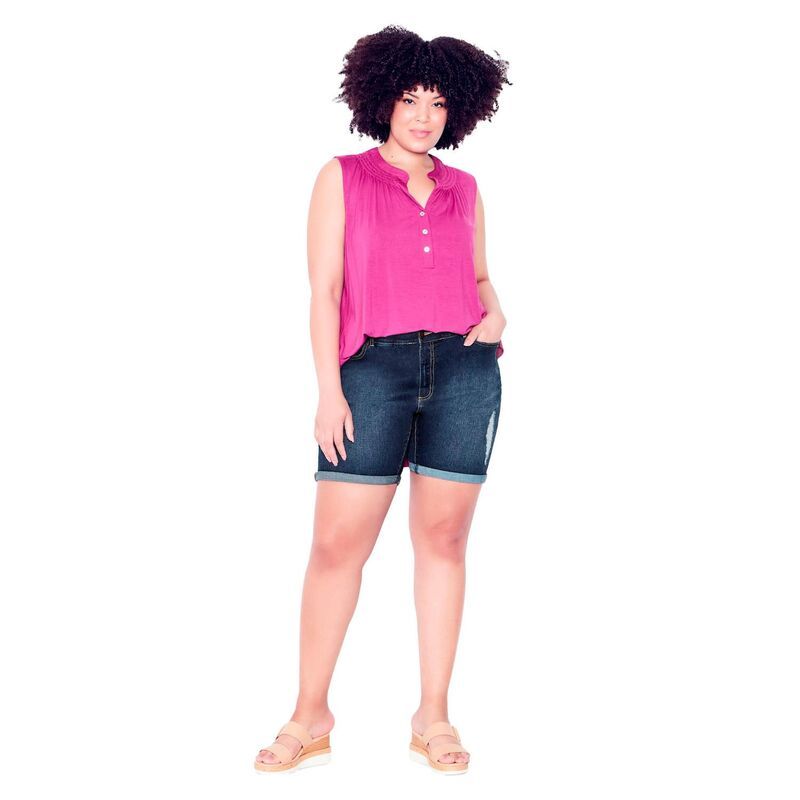 アベニュー レディース ボトムス ハーフパンツ・ショーツ プラスサイズ Avenue Womens Plusize Giana Ripped Short Dark Wash