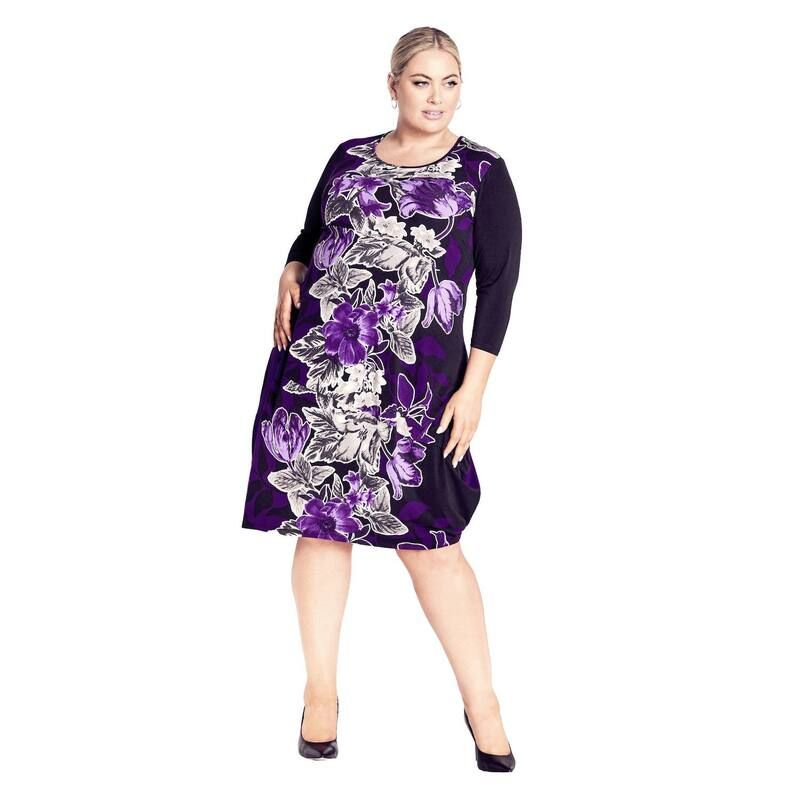アベニュー レディース トップス ワンピース プラスサイズ チェルシー レース Avenue Womens Plusize Chelsea Placement Dress Purple Floral パープル