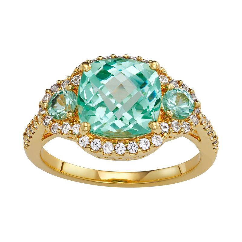 アンブランデッド レディース アクセサリー リング Unbranded 18K Gold over Sterling Silver LabCreated Green Spinel White Sapphire Ringold Tone ゴールド