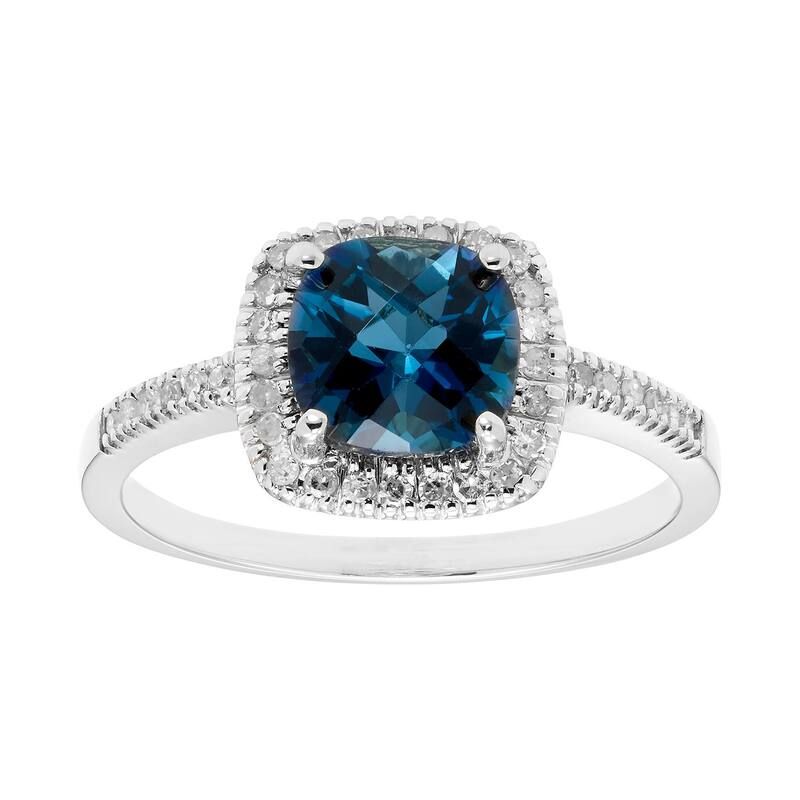 アンブランデッド レディース アクセサリー リング Unbranded London Blue Topaz 10K Gold 15 CaratW Diamond Frame Ring White ホワイト