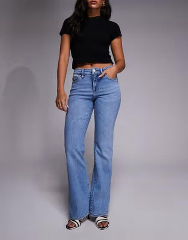 グッドアメリカン レディース ボトムス デニムパンツ ローライズ ブーツ ジーンズ Good American low rise boot cut jeans in mid blue wash Dark blue ブルー