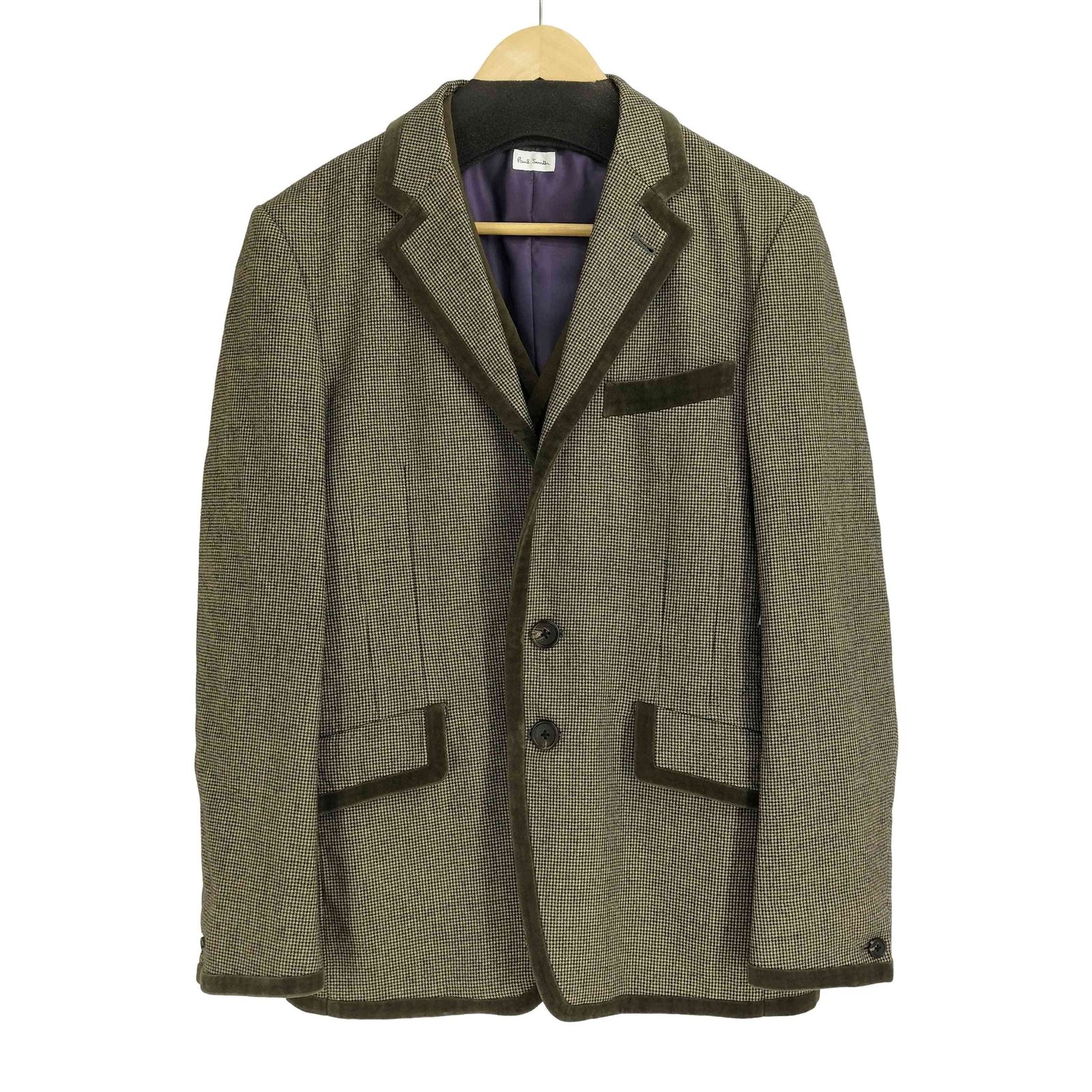 ポールスミス Paul Smith ベストセット ベロア切替 チェック柄 テーラードジャケット メンズ JPN：M