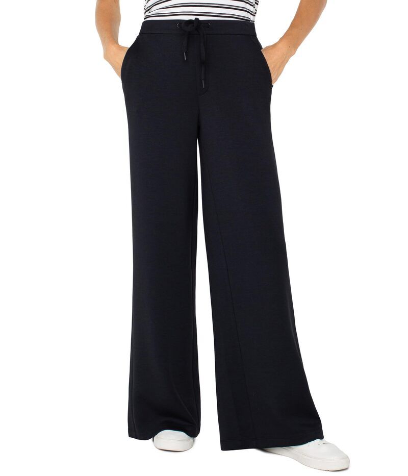 リヴァプール ロサンゼルス レディース ボトムス カジュアルパンツ ワイドレッグ プラスサイズ ニット Liverpool Los Angeles Plush Comfort Knit Pull On Wide Leg Crop Trouser Black ブ
