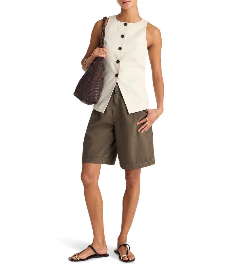 メイドウェル レディース トップス シャツ クルーネック ベスト Madewell Crewneck Cutaway Vest Tencel Twill Vintage Ivory アイボリー