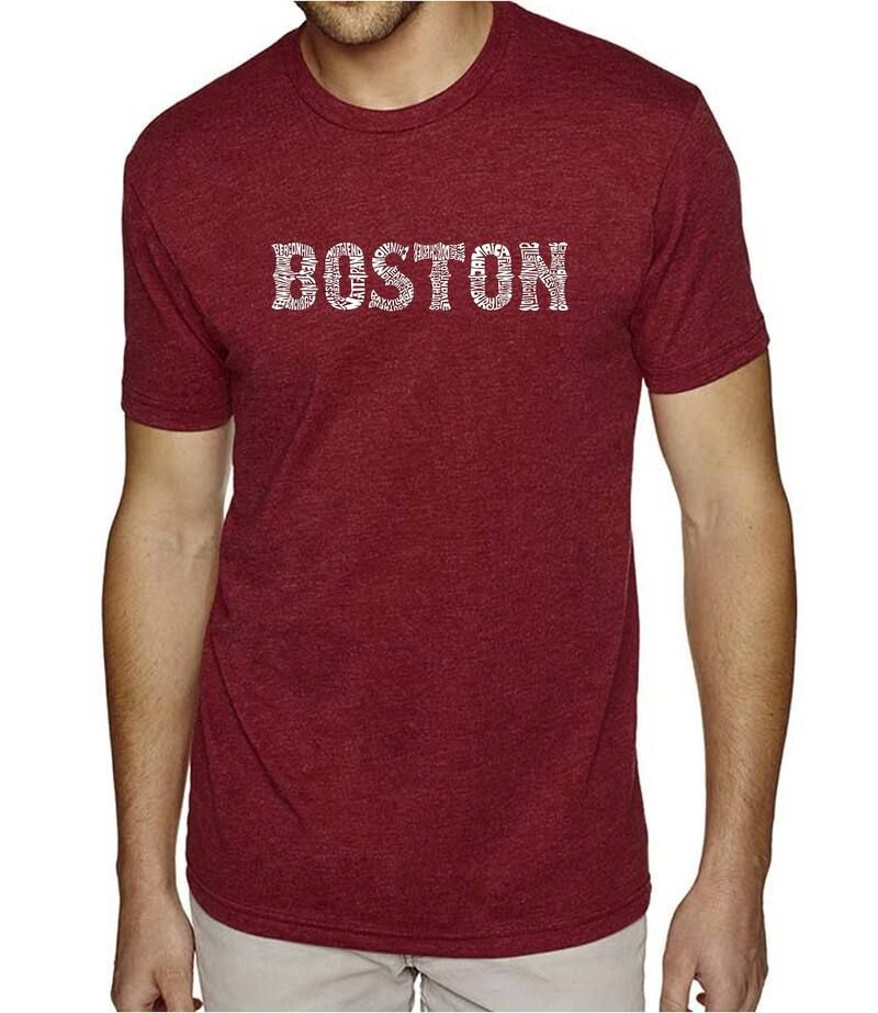 エルエーポップアート レディース トップス Tシャツ LA Pop Art BOSTONEIGHBORHOODS Mens Premium Blend Word ArtShirt Burgundy バーガンディ