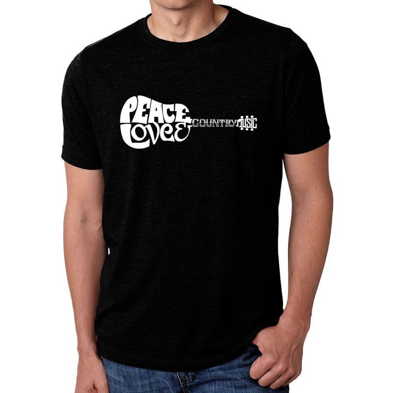 エルエーポップアート レディース トップス Tシャツ LA Pop Art Peace Love Country Mens Premium Blend Word ArtShirt Black ブラック