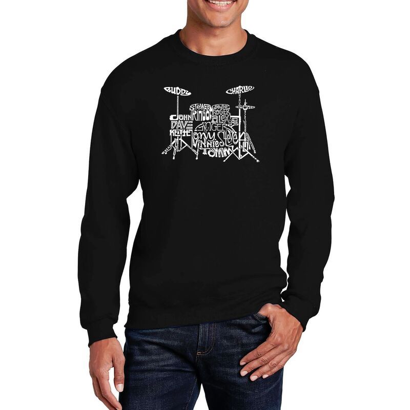 エルエーポップアート レディース トップス Tシャツ クルーネック スウェット LA Pop Art Drums Mens Word Art Crewneck Sweatshirt Black ブラック