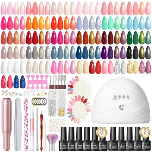 PEACECOLOR ジェルネイルキット 全65点 35色ジェルネイルセット ネイルマシン ネイルライト 5PCトップコート&ベースコート付き ジェルネイルカラー スタータキット セルフネイル 初心者 ギフトma a88d5b77