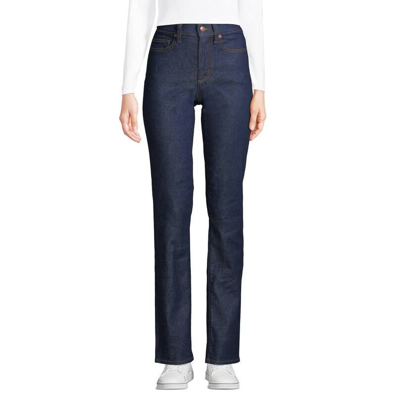 ランズエンド レディース ボトムス デニムパンツ ストレート ジーンズ Womens Lands End Recover High Rise Straight Leg Blue Jeans Riverinse ブルー