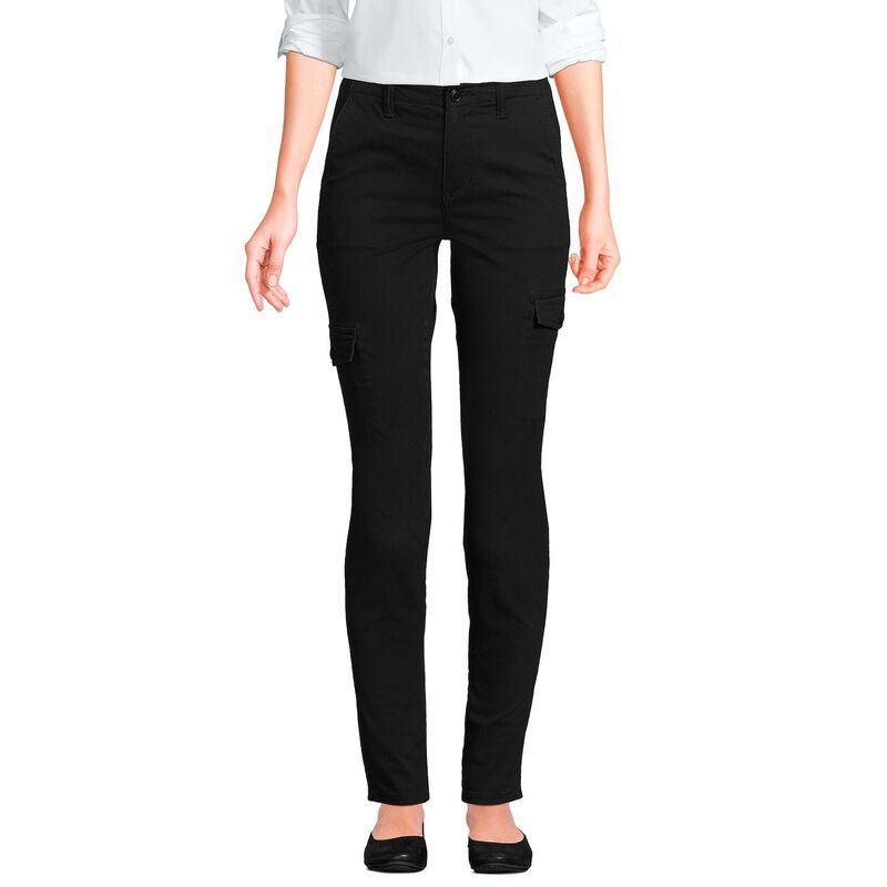 ランズエンド レディース ボトムス カジュアルパンツ ストレート プチ アンクル Petite Lands End Mid Rise Classic Straight Leg Chino Ankle Pants Black ブラック