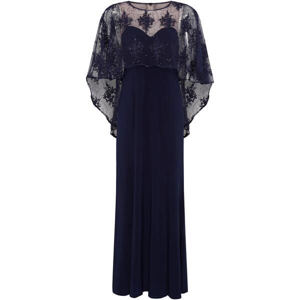 ジーナバッコーニ レディース トップス シャツ ケープデザイン マキシワンピース キャップ ケープ レース ジャージー マキシ Gina Bacconi Desire Jersey Maxi Dress With Lace Cape Navy Nude ネイビ