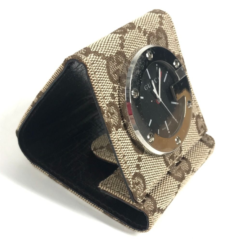 GUCCI グッチ 置時計 トラベルクロック YC200001 GGキャンバス/レザー