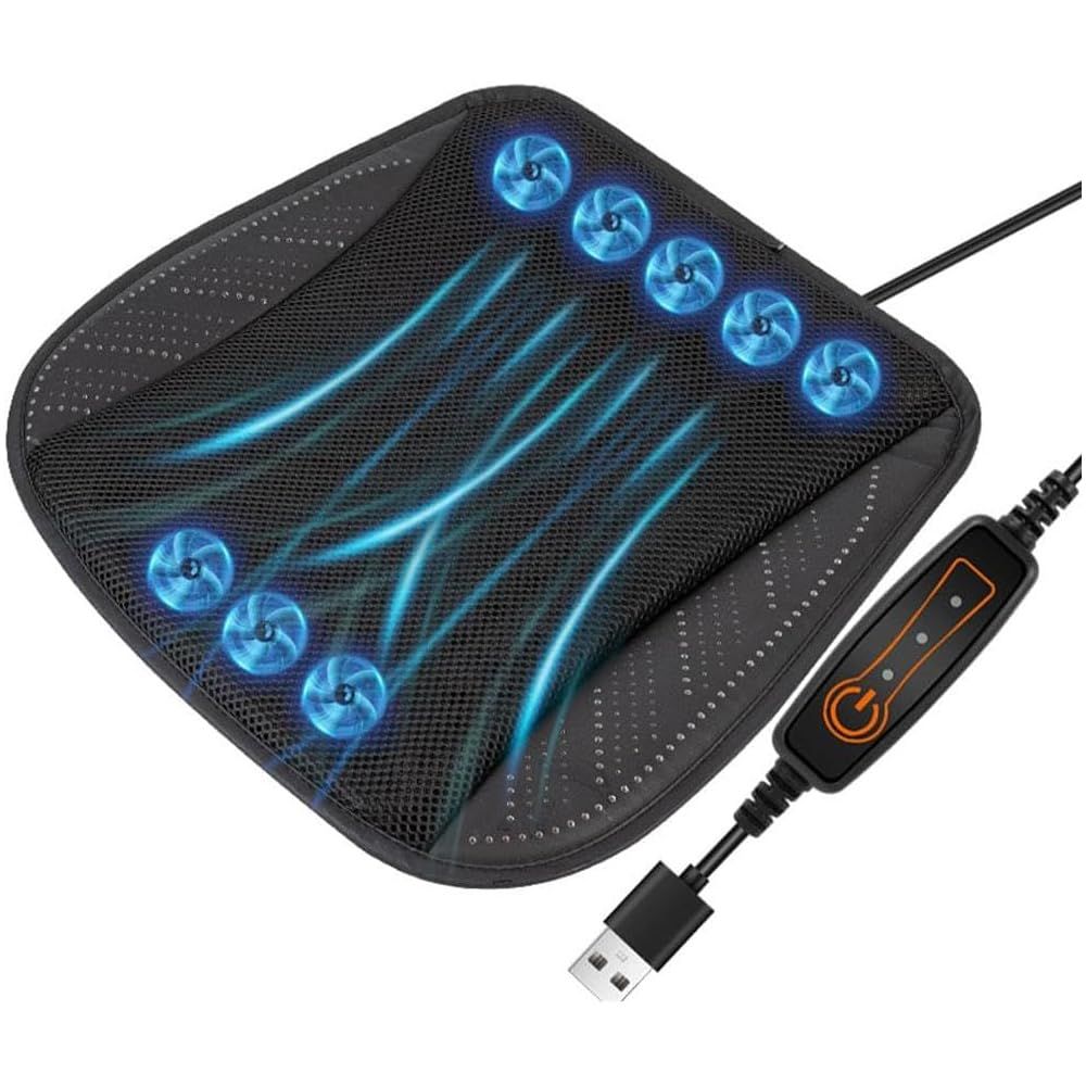 ZPO シートクーラー USB カーシートファン 【8個強力ファン 3段階風量調節 】 シートベンチレーション 送風クッション 通気性 冷感 熱中症対策 車用 オフィス 椅子自宅用 暑さ対策as fb59ff04