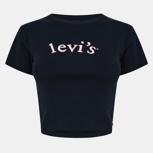 リーバイス レディース トップス シャツ Levis Womenshort Sleeve Boxy Western Criss Cross Baby Tee Black Serif ブラック