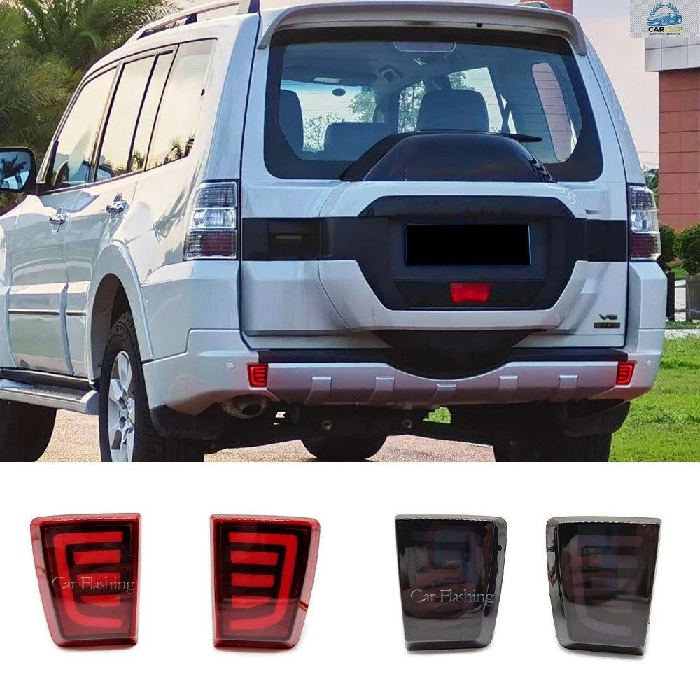 三菱パジェロ、ショーグン、V97、V98、V87、V93、V95、モンテロ（2007～2020年モデル）用LEDリアバンパーリフレクターテールブレーキターン