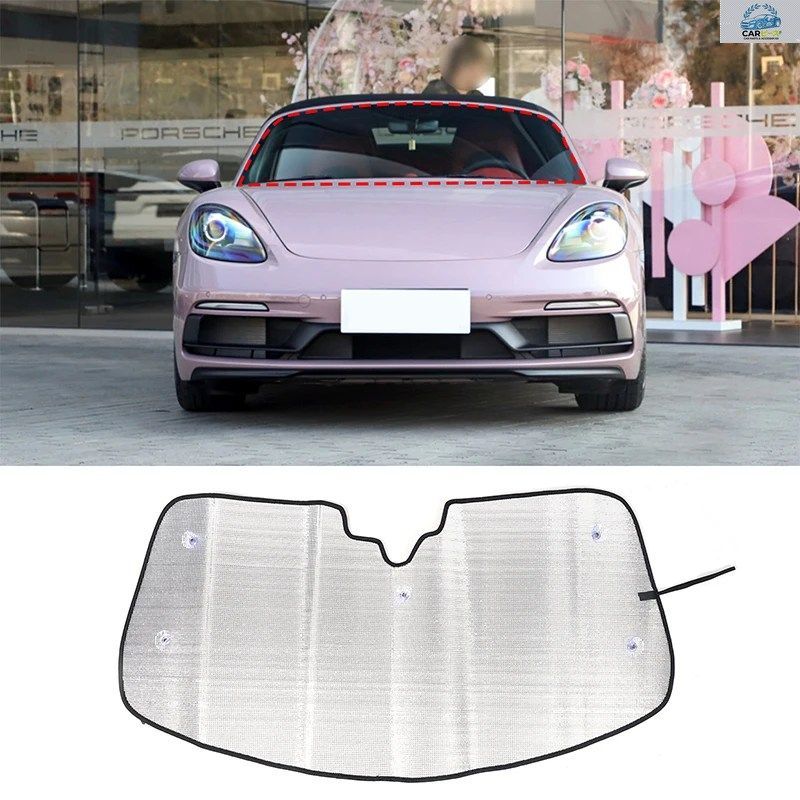 ポルシェ718 2016年以降モデル用 フロントガラスサンシェードカバー 折りたたみ式 フロントウィンドウサンバイザー UVカット 反射プロテク