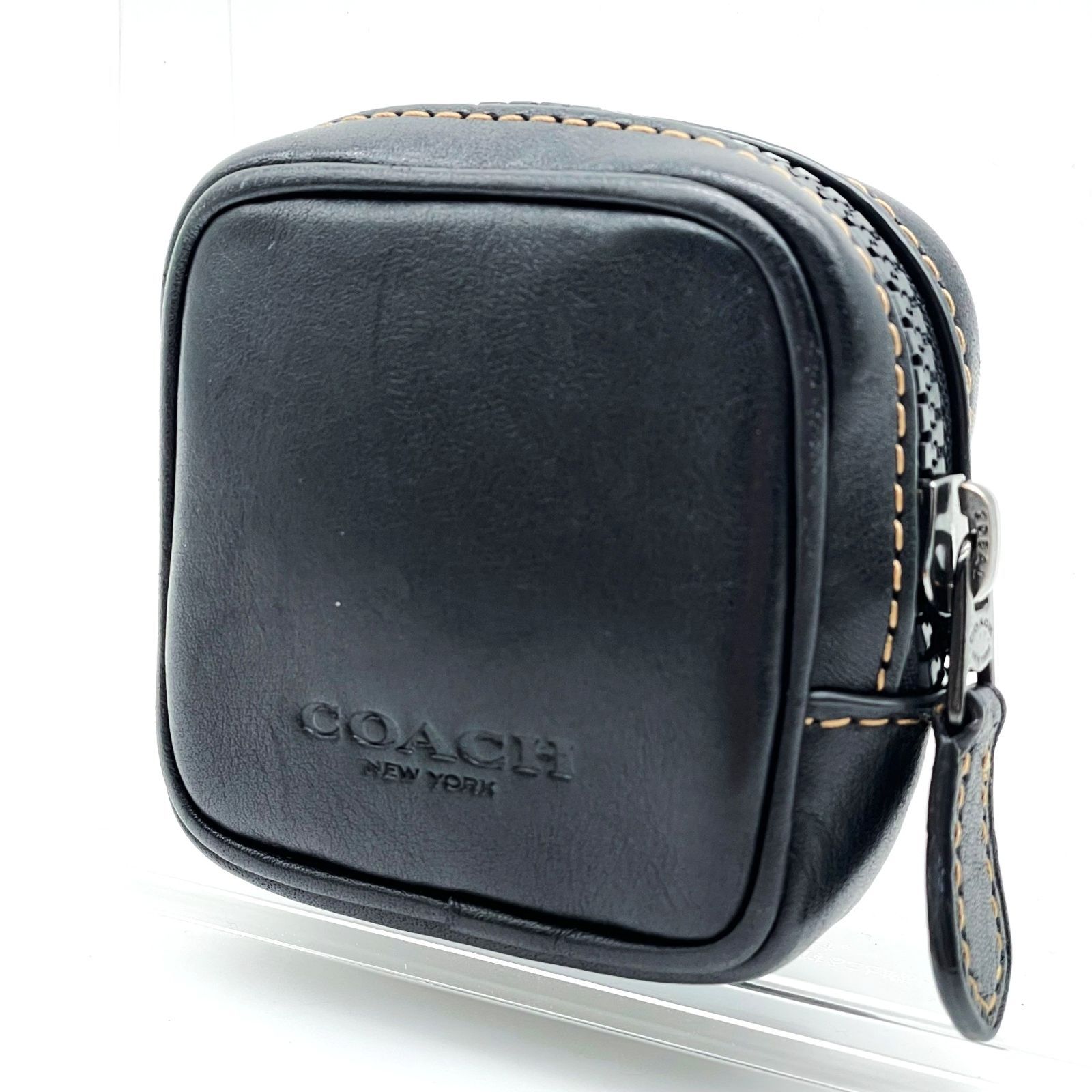 コーチ COACH ミニポーチ レザー ブラック 黒 小物入れ マルチケース 