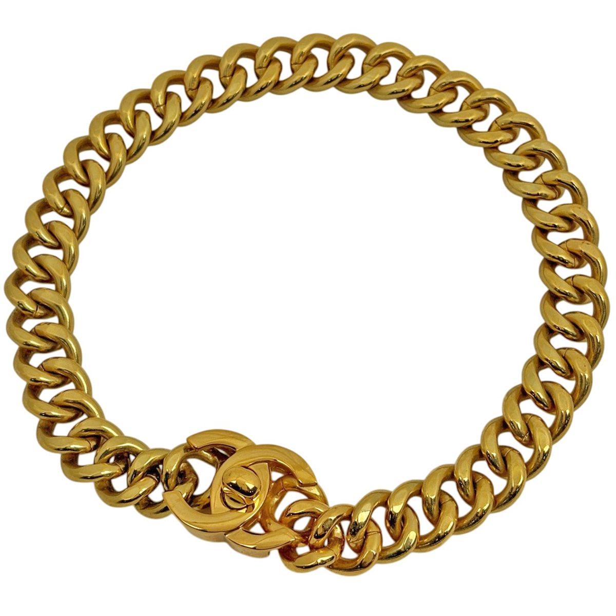 シャネル CHANEL ココマーク チェーン ネックレス ターンロック GP ゴールド レディース 【中古】