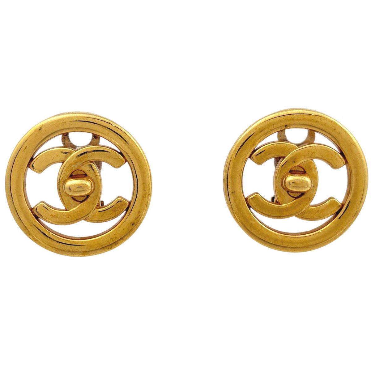 シャネル CHANEL ココマーク サークル イヤリング ターンロック GP ゴールド レディース 【中古】