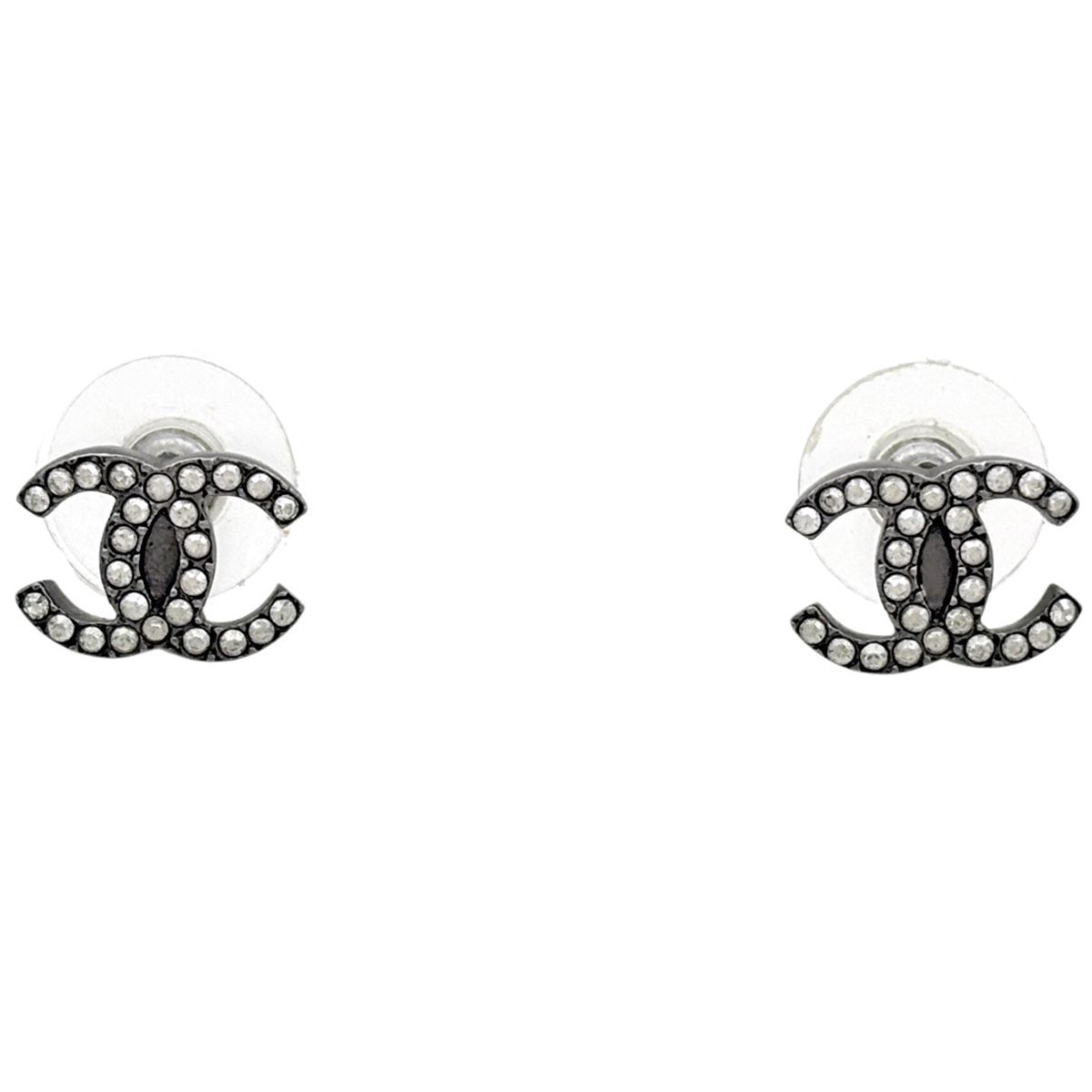 シャネル CHANEL ココマーク ラインストーン ピアス シルバーメッキ