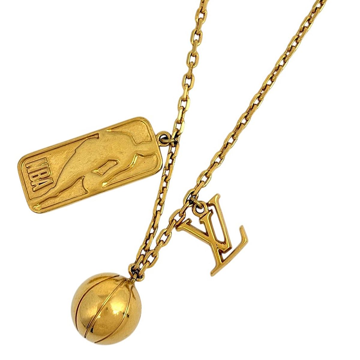 ルイ・ヴィトン Louis Vuitton フライングボール スリム ネックレス NBAコラボ GP ゴールド レディース 【中古】