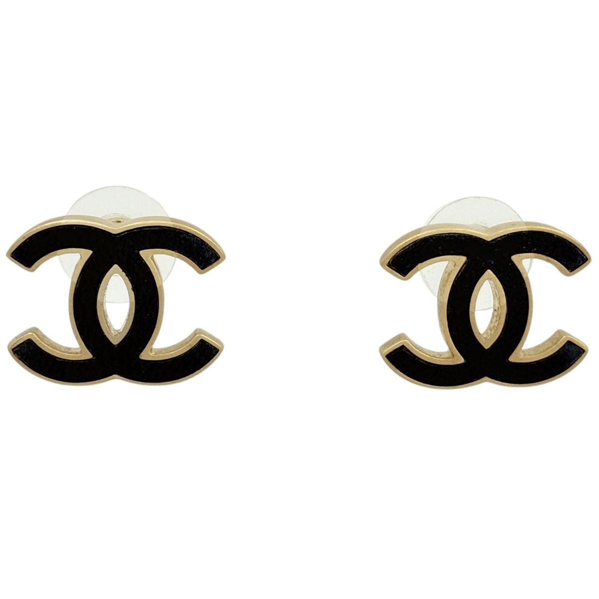 シャネル CHANEL ココマーク ピアス CCマーク メタル ブラック レディース 【中古】