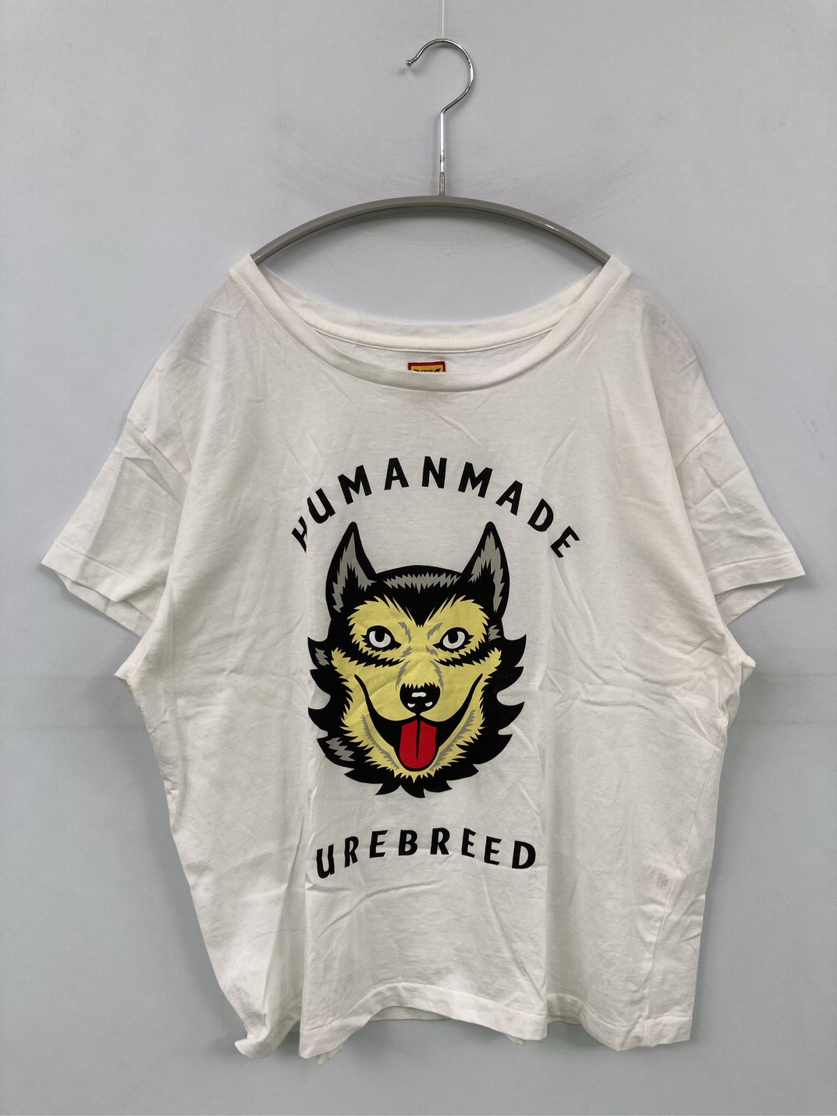 HUMAN MADE ヒューマンメイド Tシャツ/カットソー M ホワイト 前面プリント バックプリント ブランドロゴ クルーネック(丸首) 半袖 ミドル丈 メンズ レディース