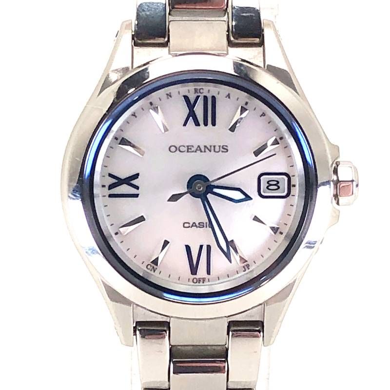 【美品・ケース・取説付】CASIO カシオ／オシアナス OCW-70PJ-7AJF／ソーラークォーツ／チタン／シルバー・ホワイト・ブルー