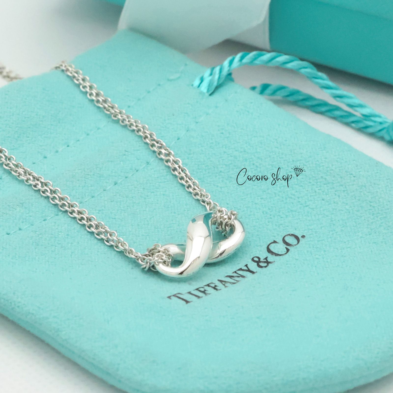 【美品】ティファニー TIFFANY&Co. インフィニティ ダブル チェーン ネックレス AG925