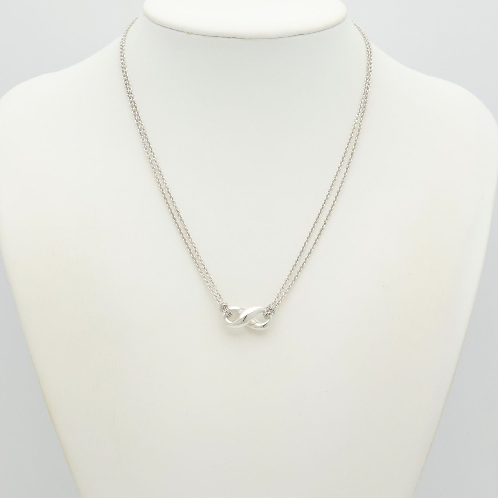 【美品】ティファニー TIFFANY&Co. インフィニティ ダブル チェーン ネックレス AG925