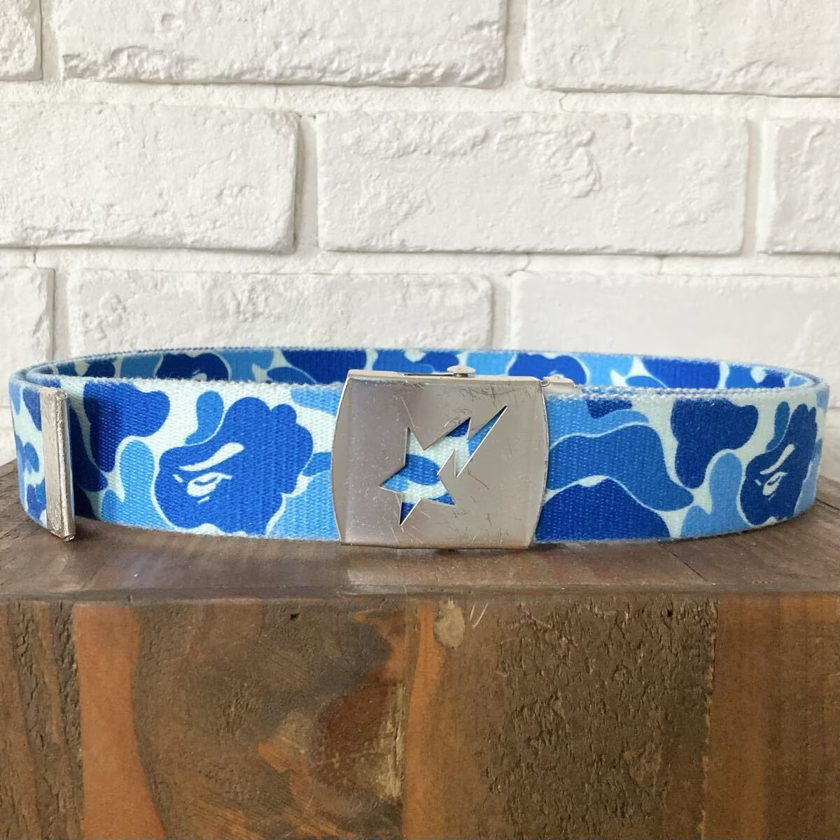 BAPE STA GI ベルト ABC CAMO BLUE a bathing ape star belt ガチャベルト エイプ ベイプ スター アベイシングエイプ 迷彩 ABCカモ y55
