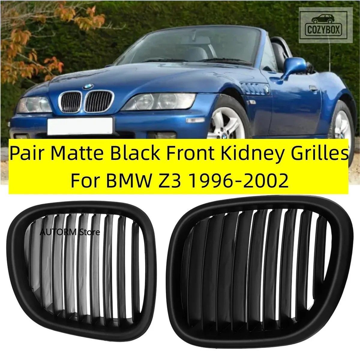 1996-2002 マットブラックフロントキドニー グリルフード グリルレーシング グリル BM