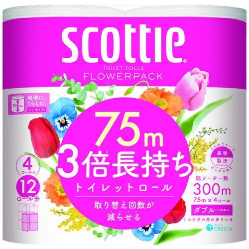 スコッティ フラワー 3倍長持ち W 4R×12P【日本製紙クレシア】