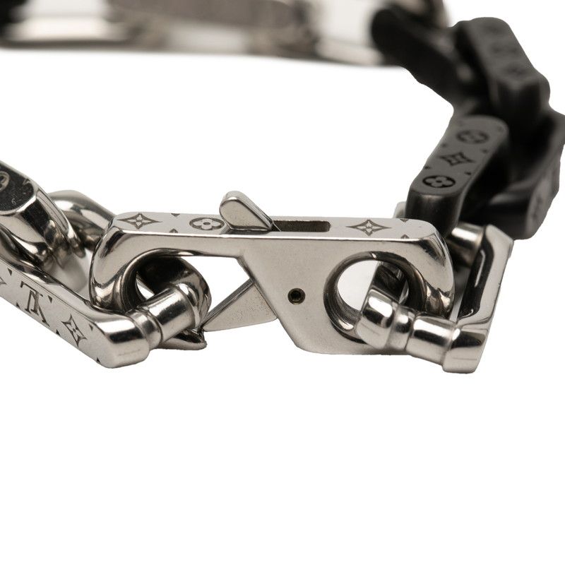 ルイ ヴィトン ブラスレ チェーン モノグラム ブレスレット M00687 シルバー ブラック メタル メンズ LOUIS VUITTON【228-74518】