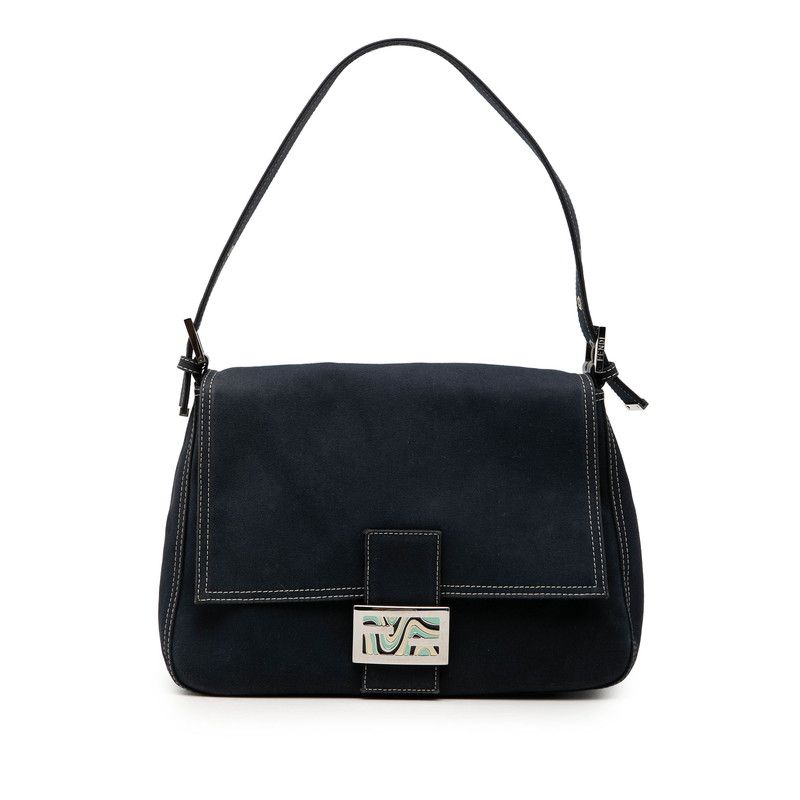 フェンディ マンマバケット ショルダーバッグ ワンショルダー ブルー キャンバス レディース FENDI【228-74526】