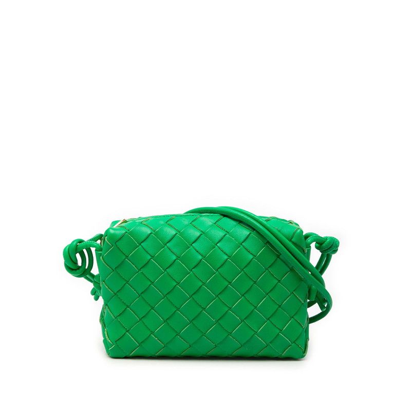 ボッテガヴェネタ イントレチャート ショルダーバッグ グリーン レザー レディース BOTTEGAVENETA【228-74527】