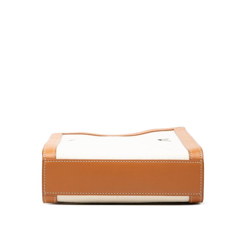 セリーヌ バーティカルカバ ハンドバッグ ショルダーバッグ 2WAY ホワイト ブラウン キャンバス レザー レディース CELINE【228-74529】 セリーヌ バーティカルカバ ハンドバッグ ショルダーバッグ 2WAY ホワイト ブラウン キャンバス レザー レディース CELINE【228-74529】