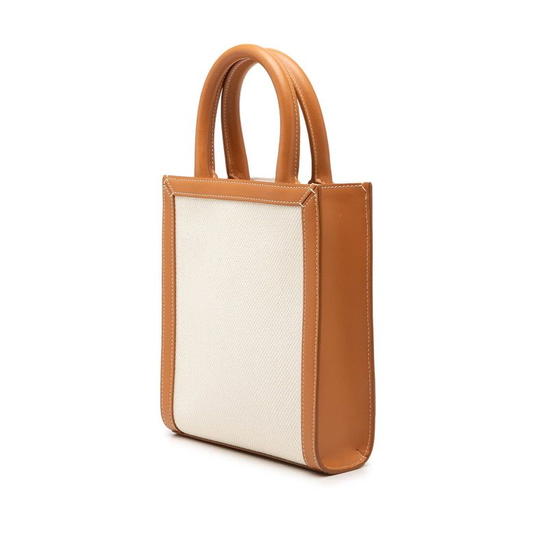 セリーヌ バーティカルカバ ハンドバッグ ショルダーバッグ 2WAY ホワイト ブラウン キャンバス レザー レディース CELINE【228-74529】 セリーヌ バーティカルカバ ハンドバッグ ショルダーバッグ 2WAY ホワイト ブラウン キャンバス レザー レディース CELINE【228-74529】