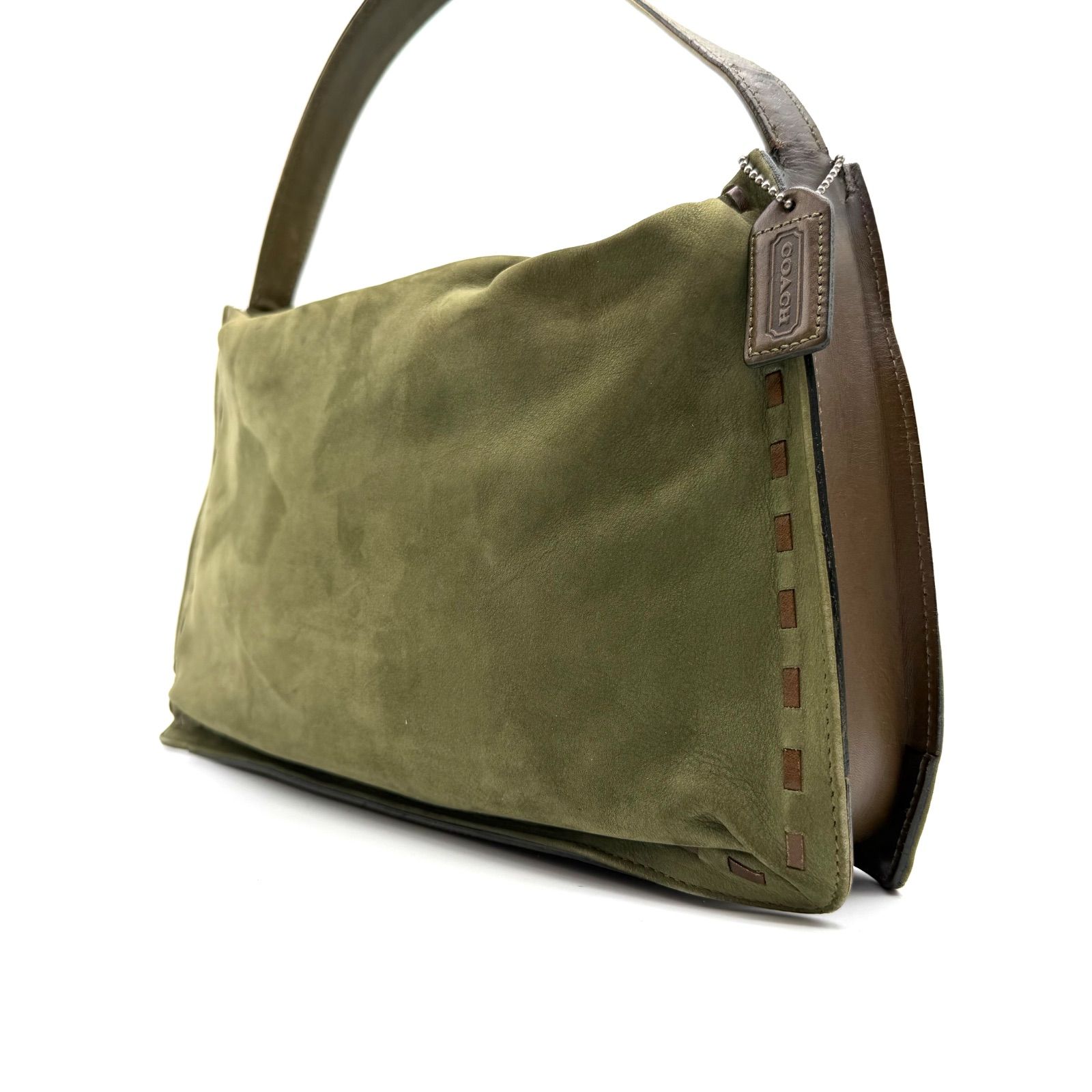 【希少品✨】COACH y2k green handbag oneshoulder bag suède brown leather unisex コーチ グリーン スエード ワンショルダーバッグ